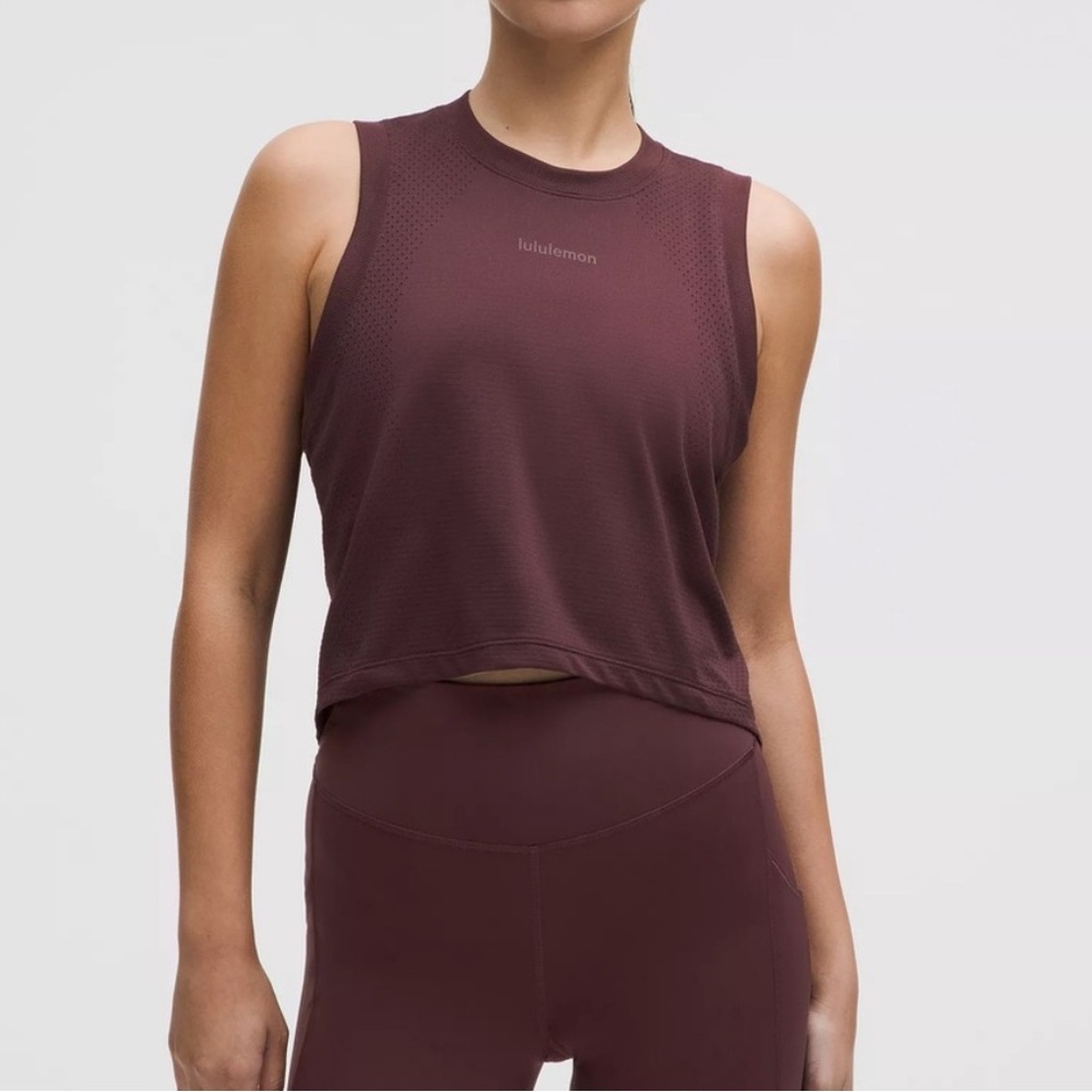 lululemon Swiftly High Low Cropped Tank – Goodnight Plum (Size 6)